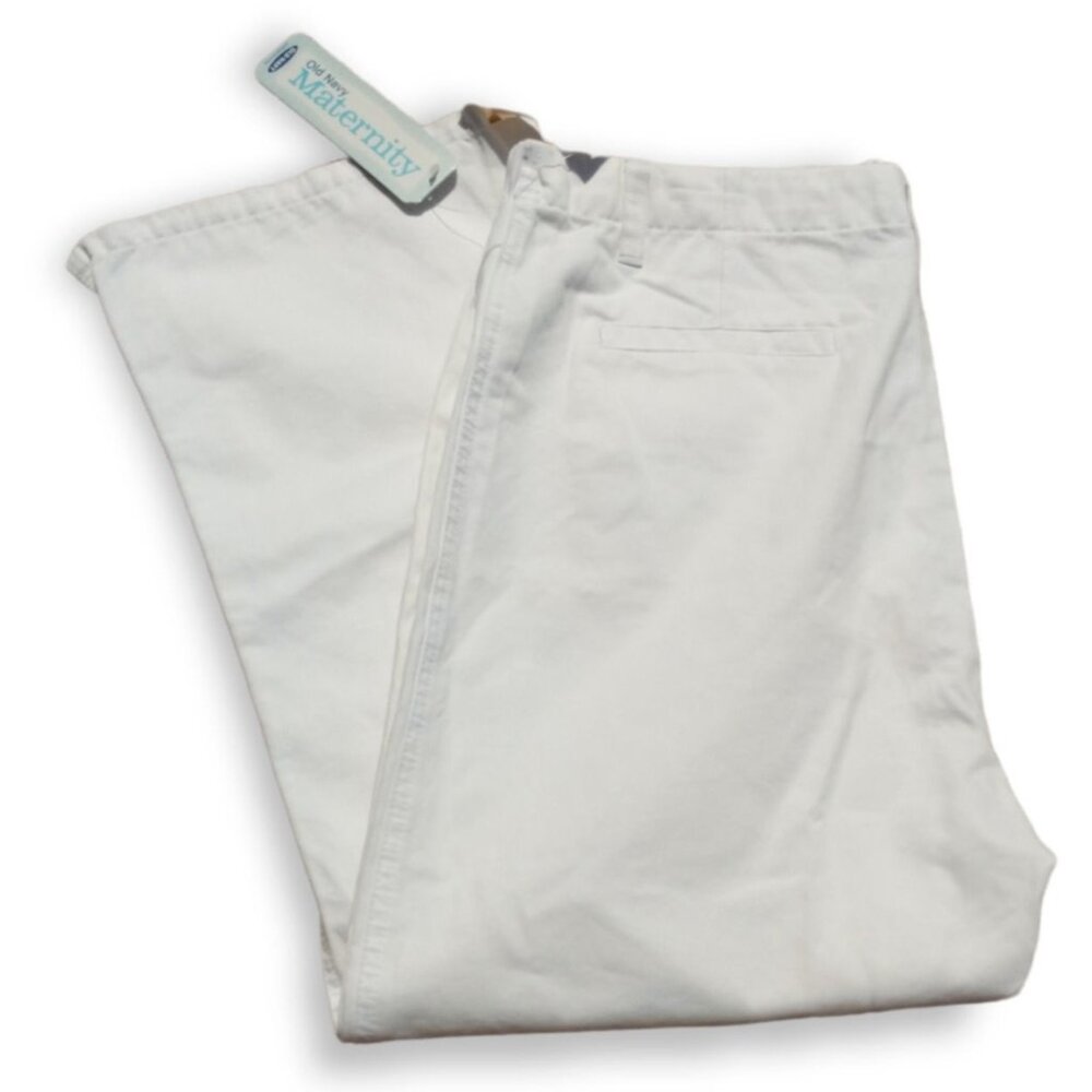 Old Navy Maternity Womens Medium Simply Khaki White Capris With Classic Panel